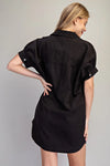 Ash Black Mineral Washed Shirt Dress