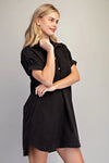 Ash Black Mineral Washed Shirt Dress