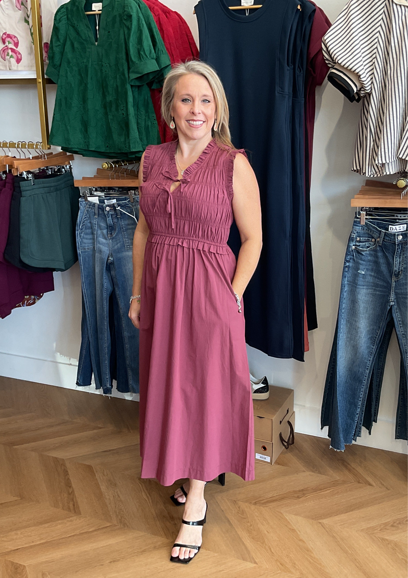 Pinch Smocked Bodice Midi