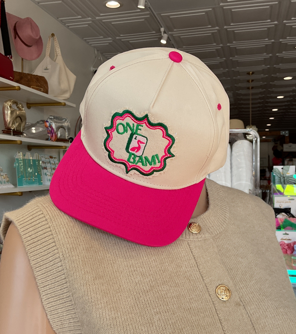 Trucker Hat- One Bird Bam- Hot Pink Brim