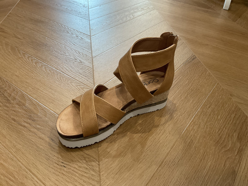 Corky’s Platform wedge sandal Caramel FINAL SALE
