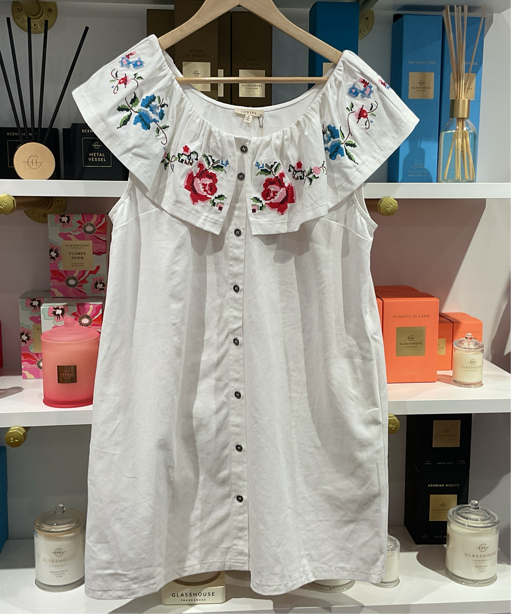 Embroidered button down dress