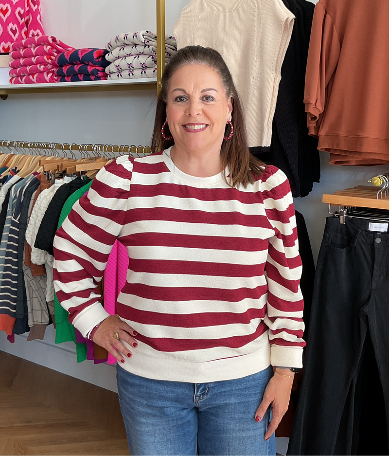 Burgundy Stripe Top