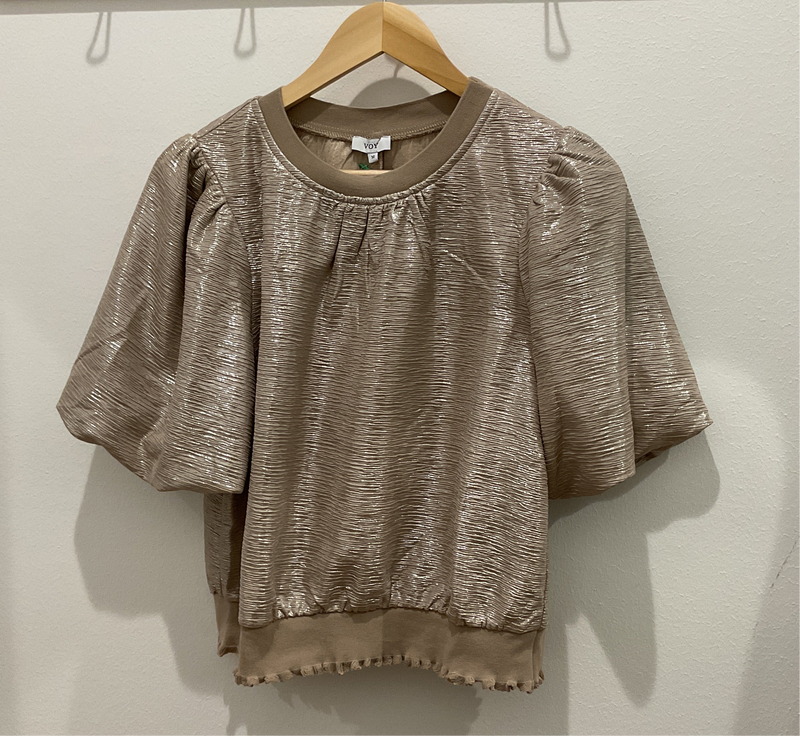 Foil puff sleeve blouse