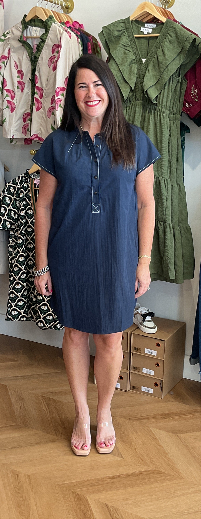 THML Navy Contrast Stitch Dress
