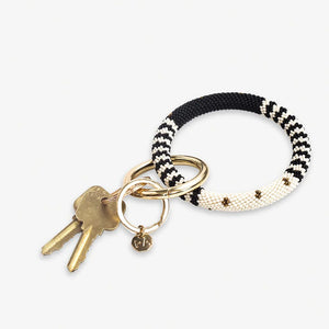 Ink + Alloy Chloe Stripes Key Ring Ivory/Black