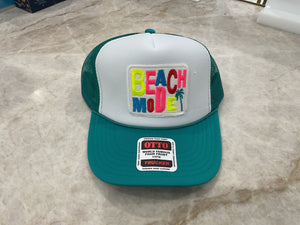 Trucker Hat - Marine Blue Beach Mode with neon letters