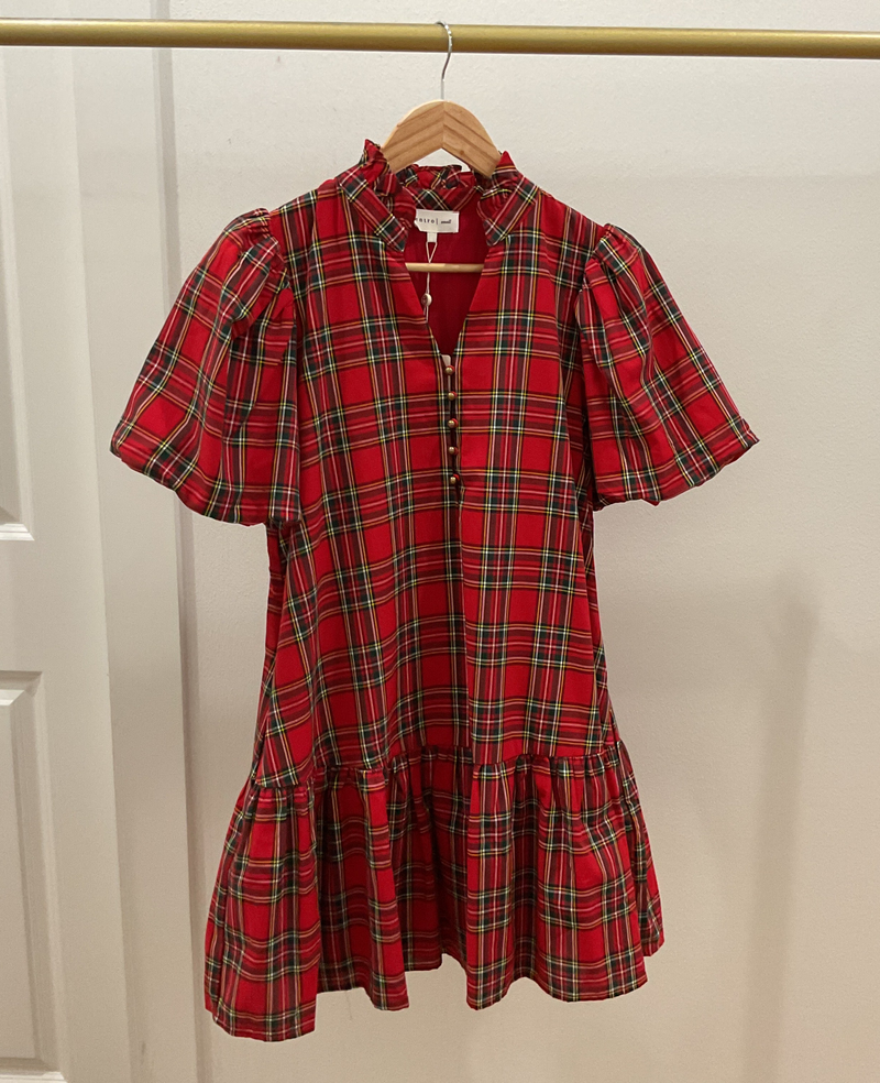 Happy Holidays Red Plaid Dress