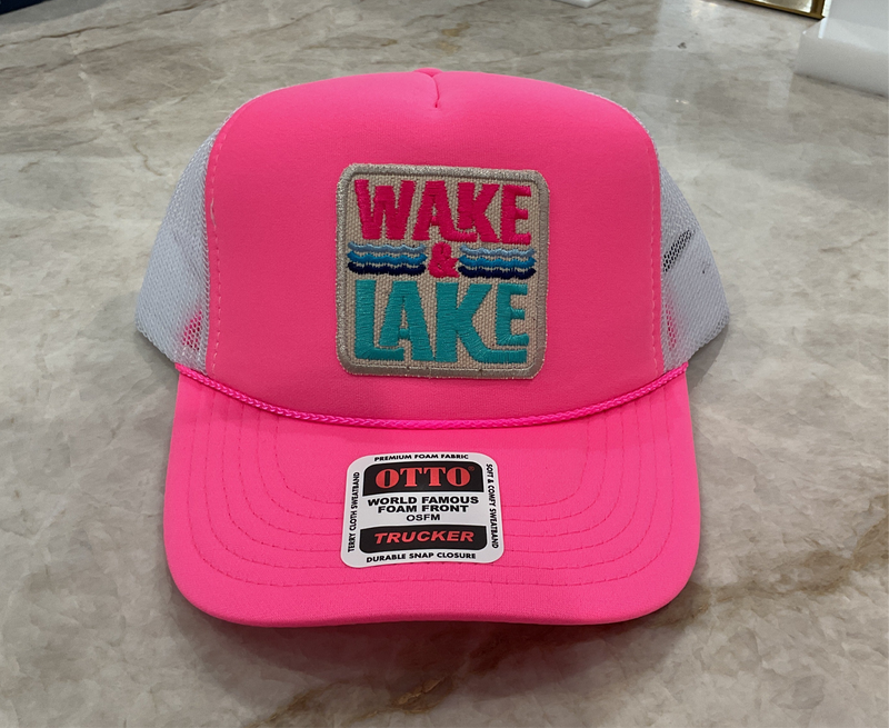 Trucker Hat - Neon Pink Wave & Lake