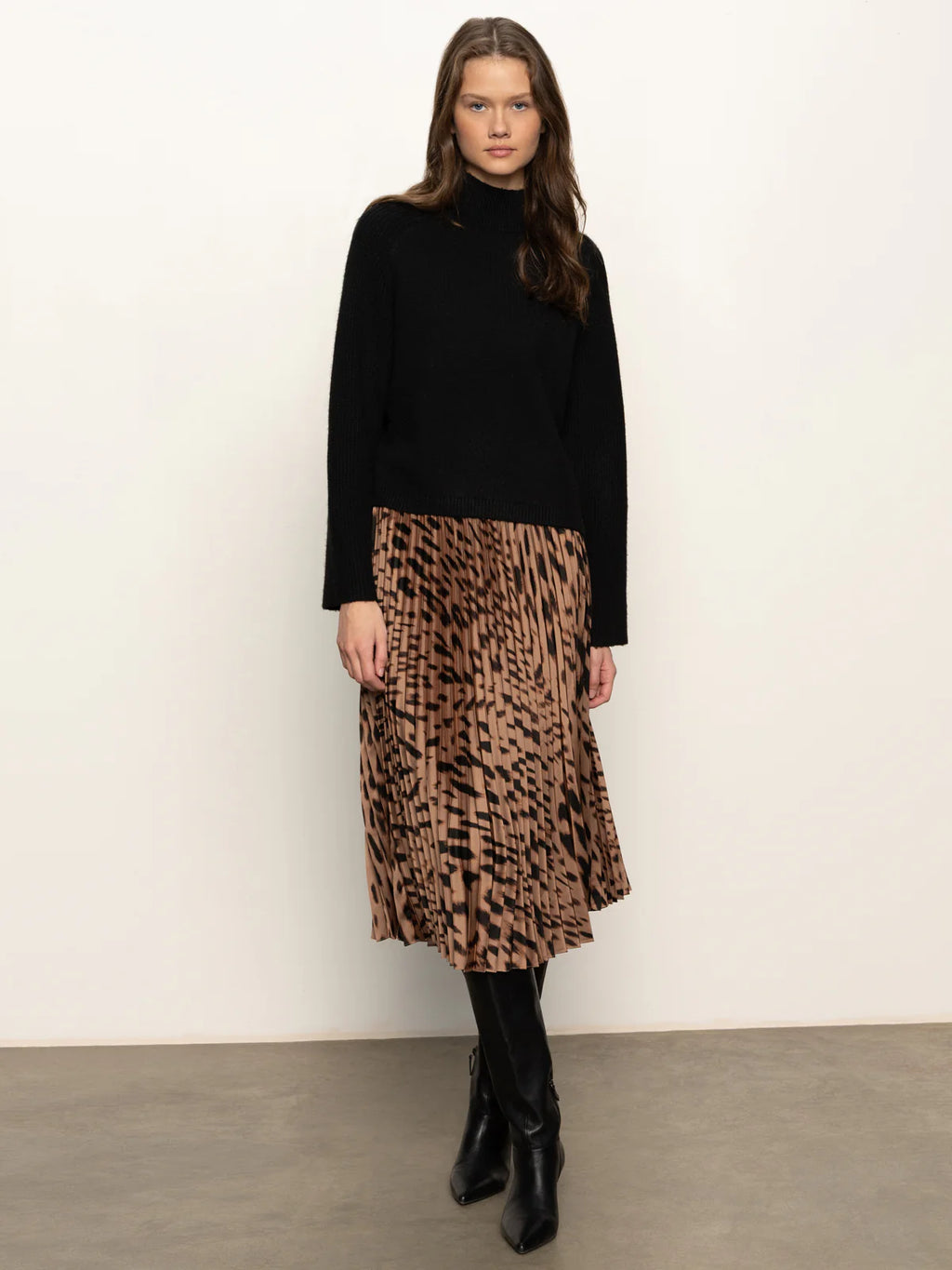 Sanctuary Pleated Midi Skirt Leopard