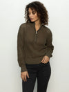 Sanctuary Open Knit Half-Zip Sweater Kalamata