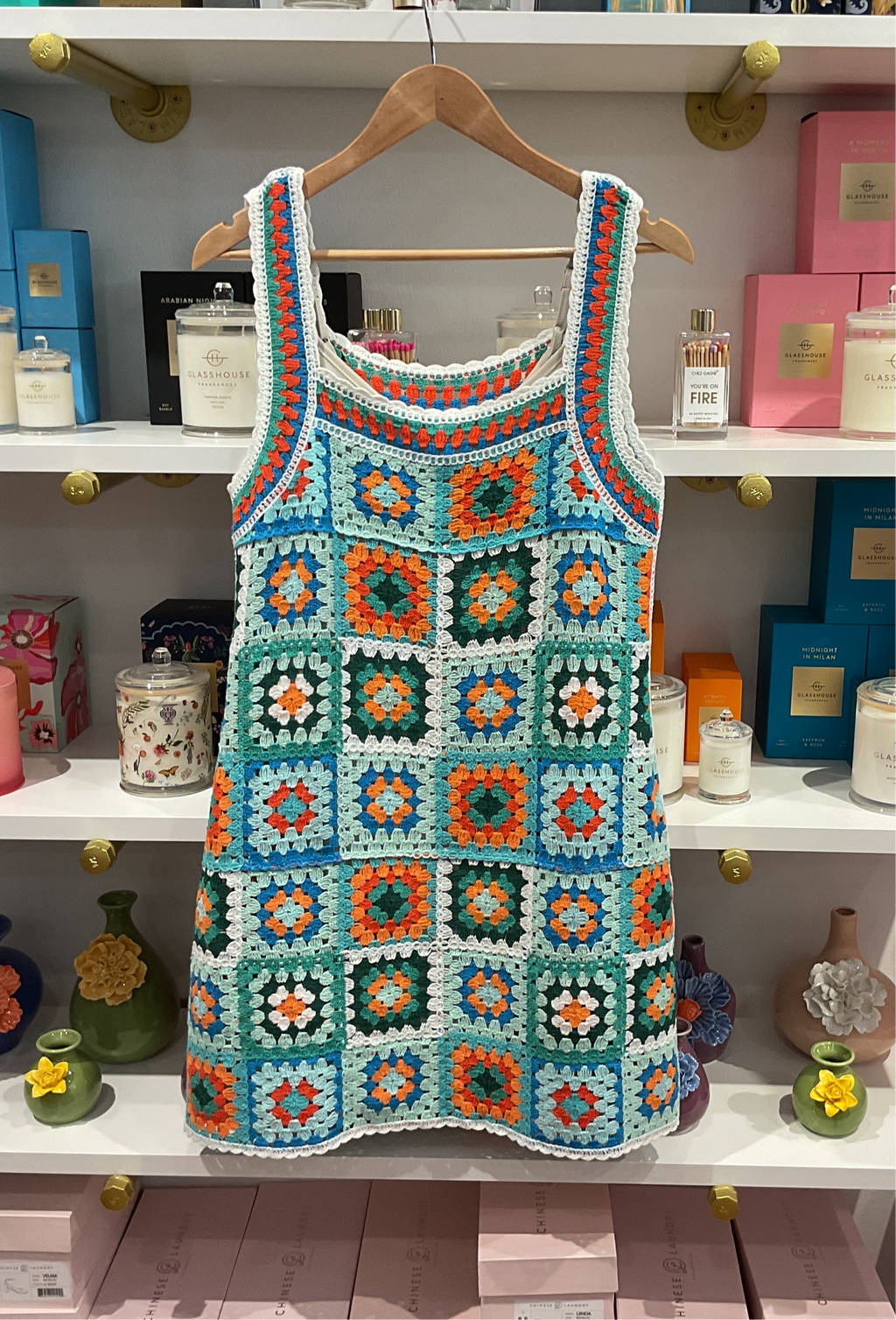 Apricot Crochet Mini Dress