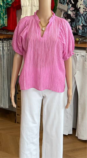 THML Textured Puff Sleeve Blouse