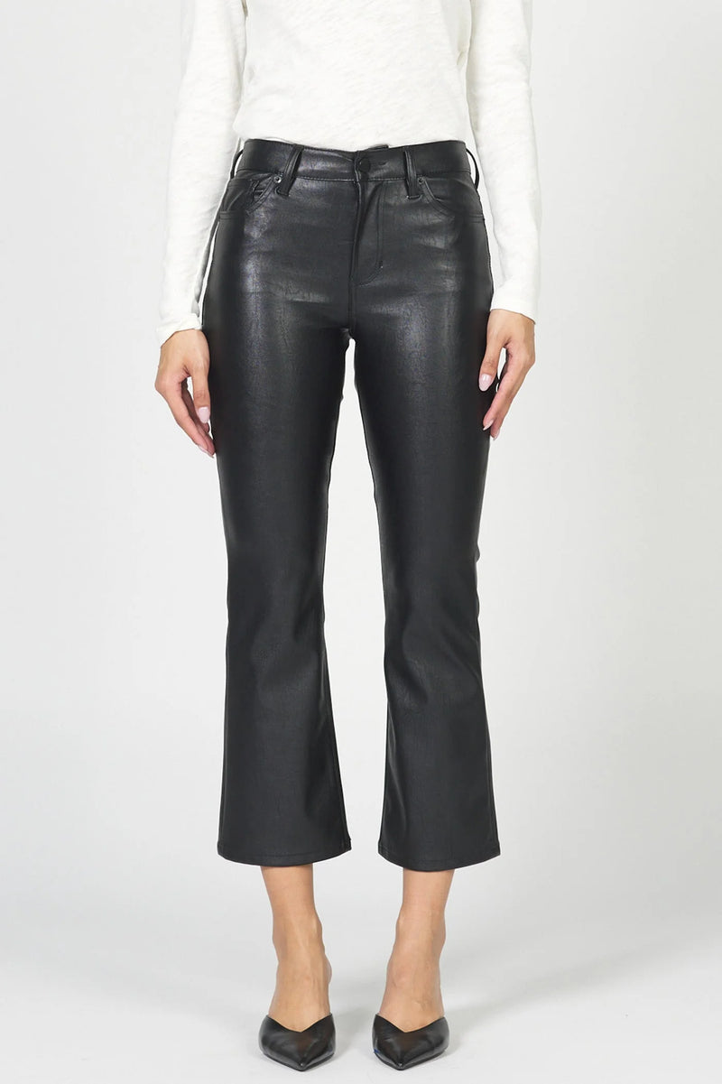 Dear John Jeanne Faux Leather Crop Flare BLACK
