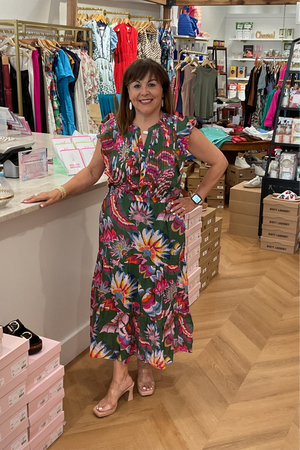 THML Green Floral Midi