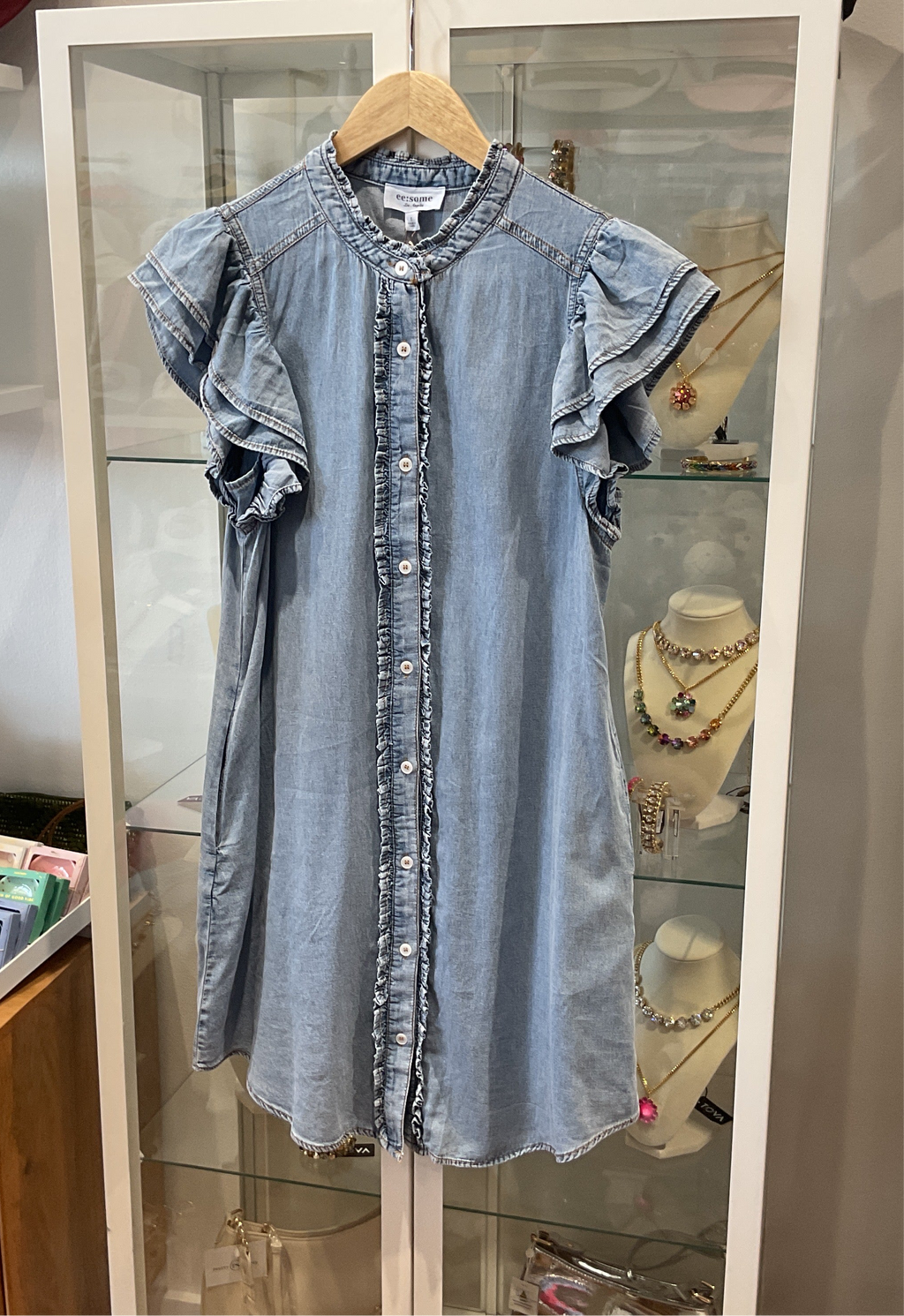 Flutter Sleeve front trim detail dress