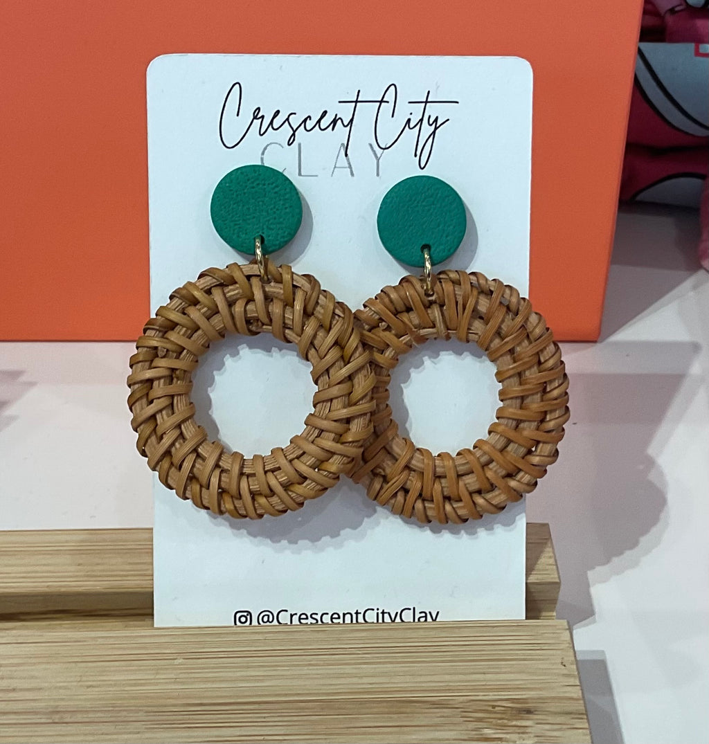 Crescent City Kelly Green Round Dot Rattan