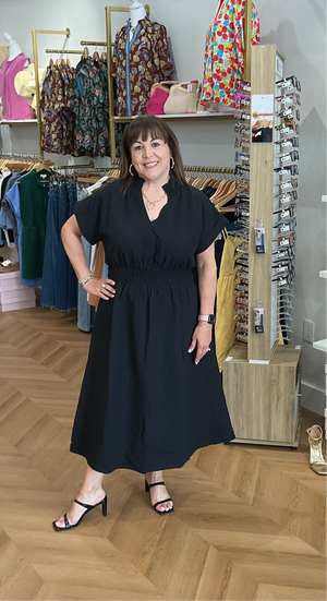 THML Black Textured Midi