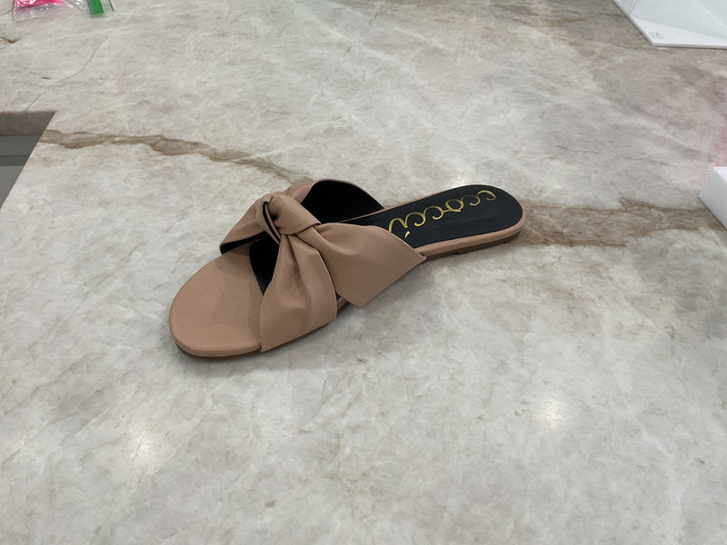 Serena slide with bow taupe FINAL SALE