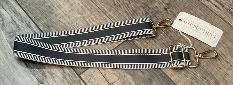 Navy White Stripe Purse Strap