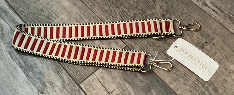 Maroon Stripe with Black and Gold Purse Strap