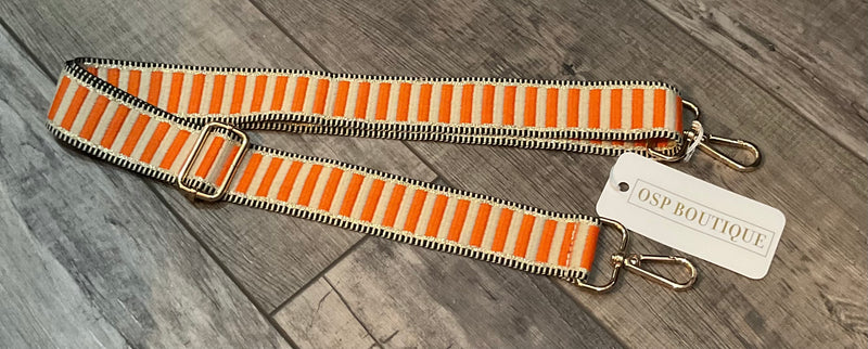 Orange Stripe with Black and Gold Purse Strap