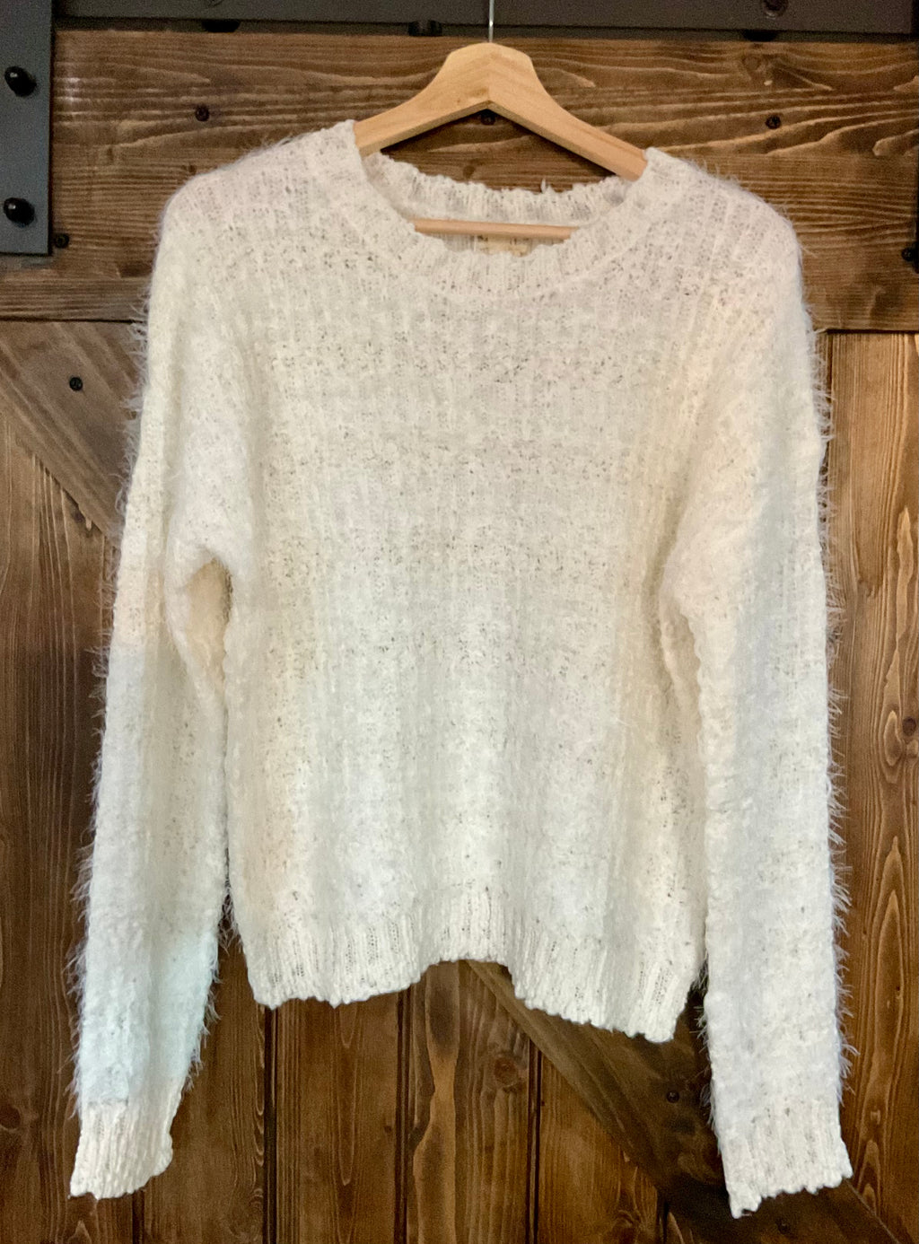 Fuzzy Cream Textured sweater