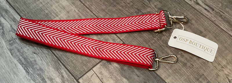 Red and White Chevron Pattern Purse Strap