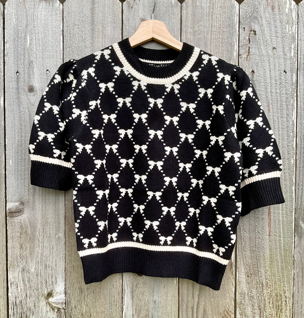 THML Bow detail short sleeve sweater