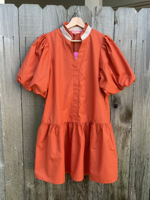 THML Puff sleeve dress RUST