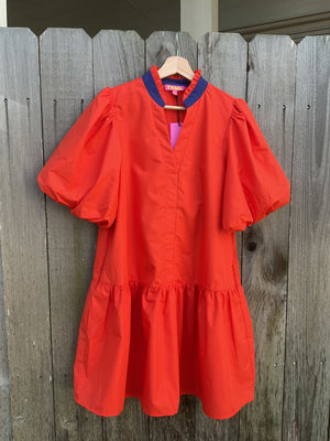 THML Puff sleeve dress orange