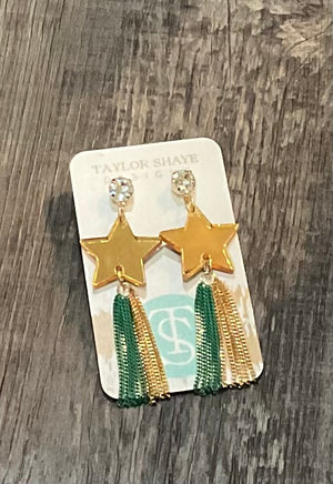 TS Gold and Green Star Tassel Earring