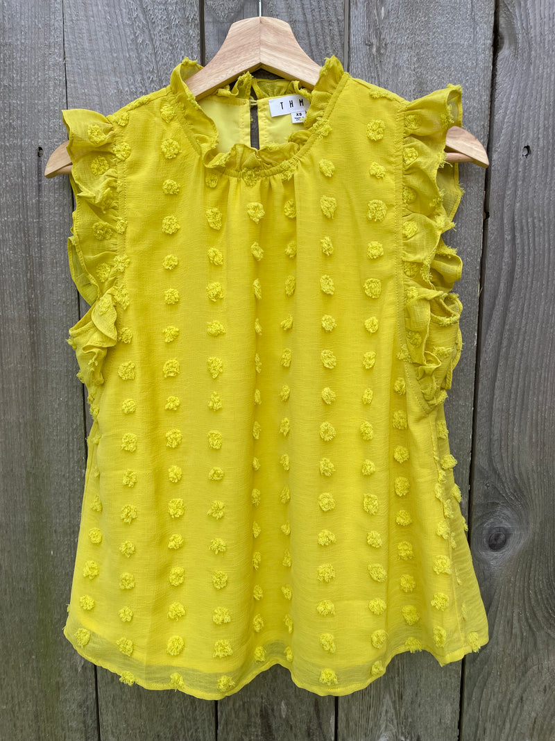 THML Yellow PomPom detail blouse