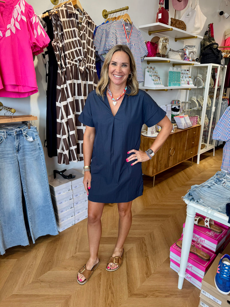 THML Elevated Basic Mini Dress w/ Collar