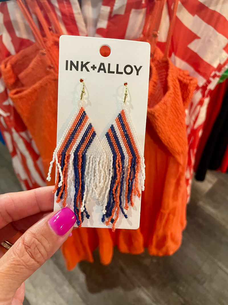 INK+ALLOY game day earrings navy/orange