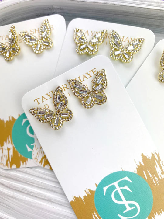 TS Crystal Butterfly Studs