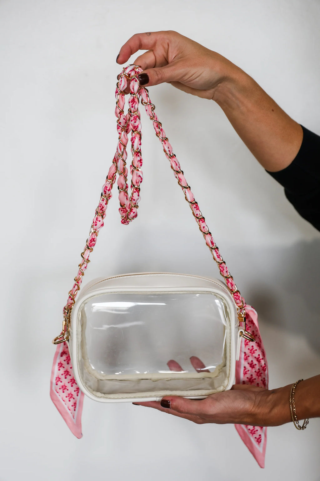 Victory Lap Woven Scarf Chain Purse/Phone Strap Pink