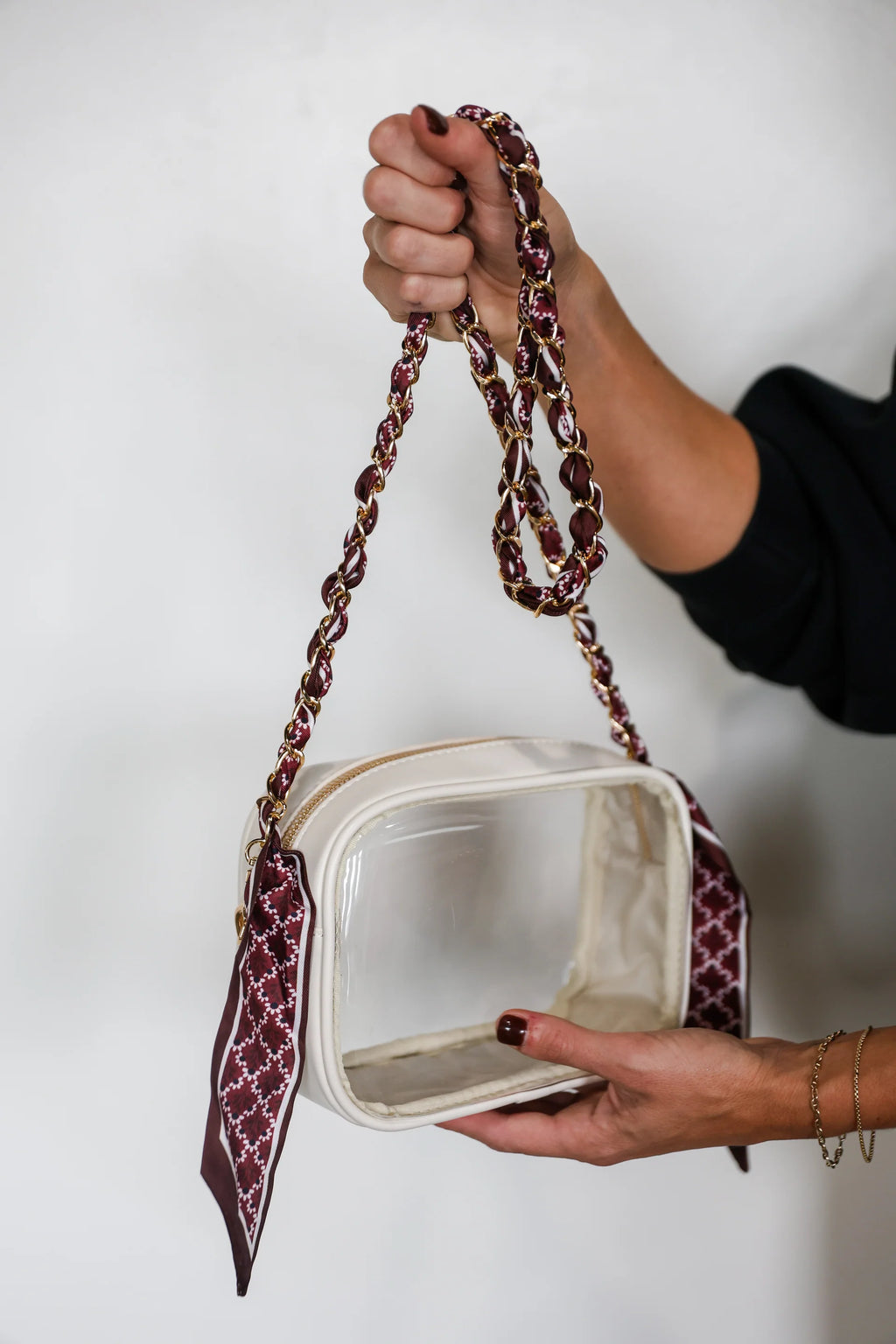 Victory Lap Woven Scarf Chain Purse/Phone Strap Maroon