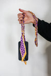 Victory Lap Woven Scarf Chain Purse/Phone Strap Purple & Yellow