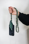 Victory Lap Woven Scarf Chain Purse/Phone Strap Green & Gold