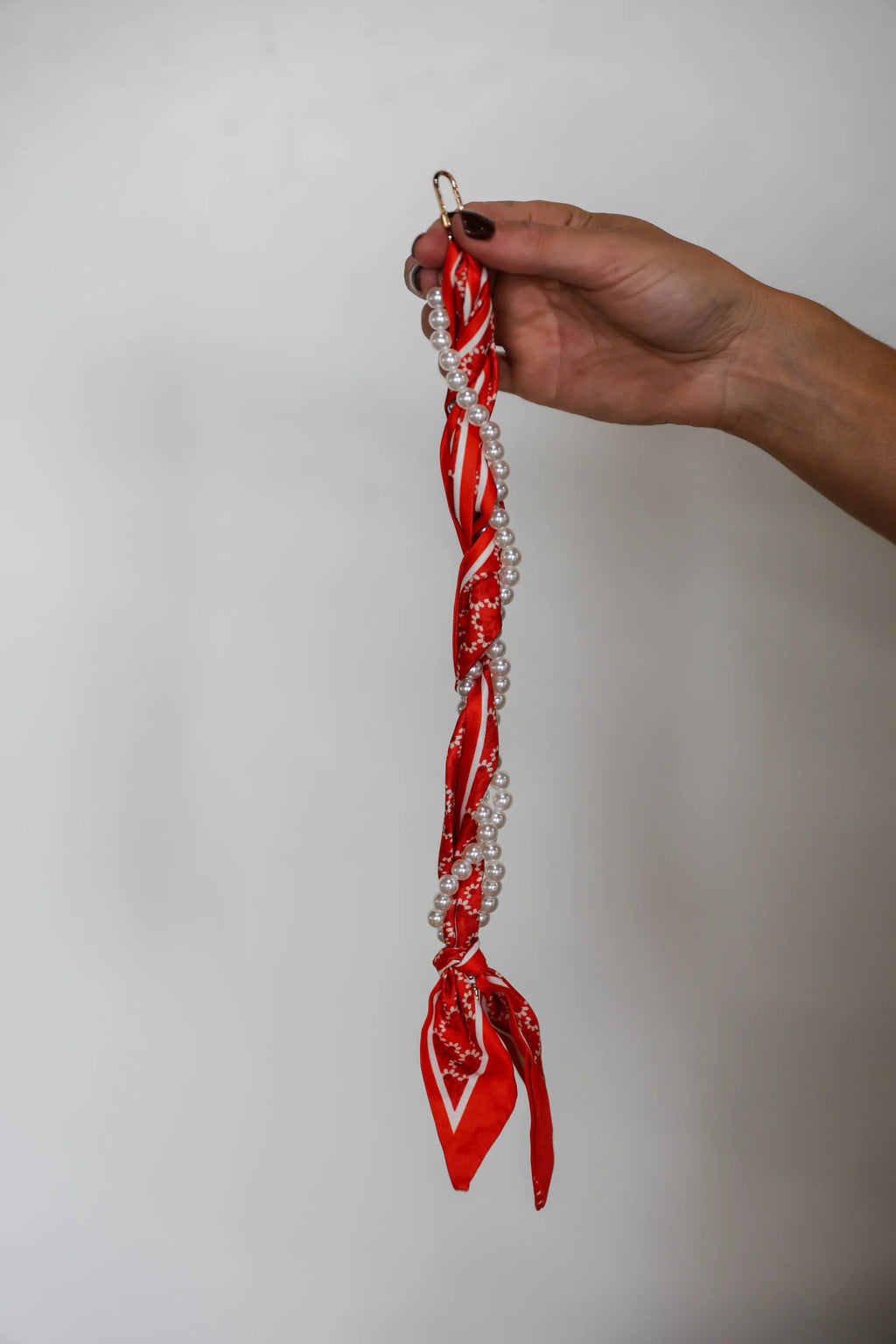 Victory Lap Woven Scarf Pearl Phone Strap/Wristlet - Burnt Orange