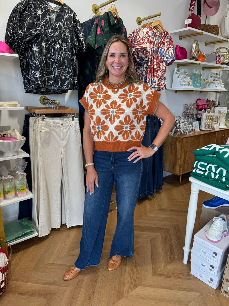 Floral Cap Sleeve Sweater