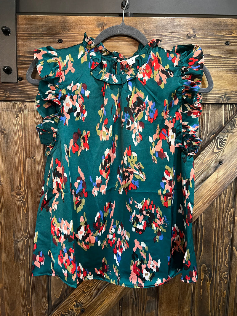 Ruched sleeve floral THML