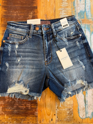 Judy Blue distressed dark denim shorts