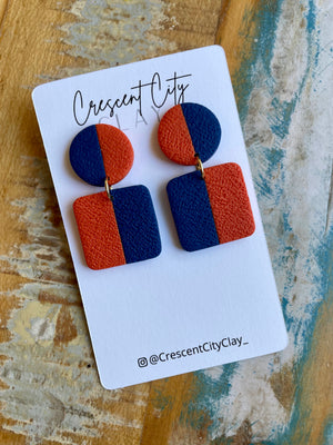 CC Leah Earrings Navy/Orange