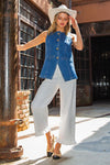 Large Gold Button Front Denim Vest