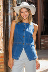 Large Gold Button Front Denim Vest