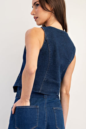 Denim Button Down Vest