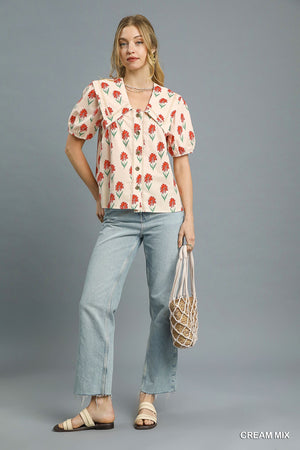 Floral Blouse w/ collar detail