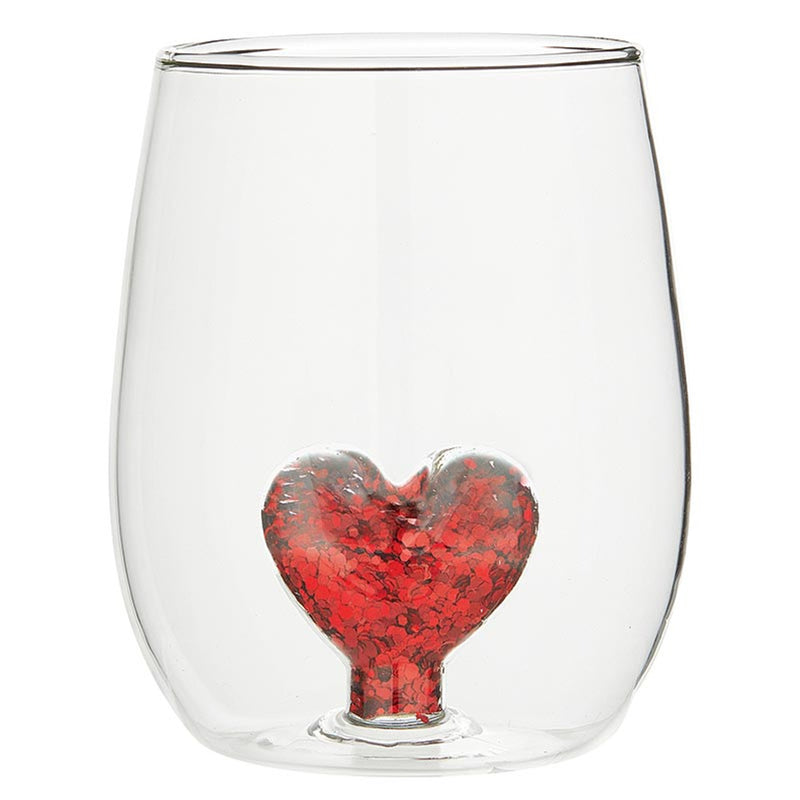 Slant Glass Heart Wine Glass